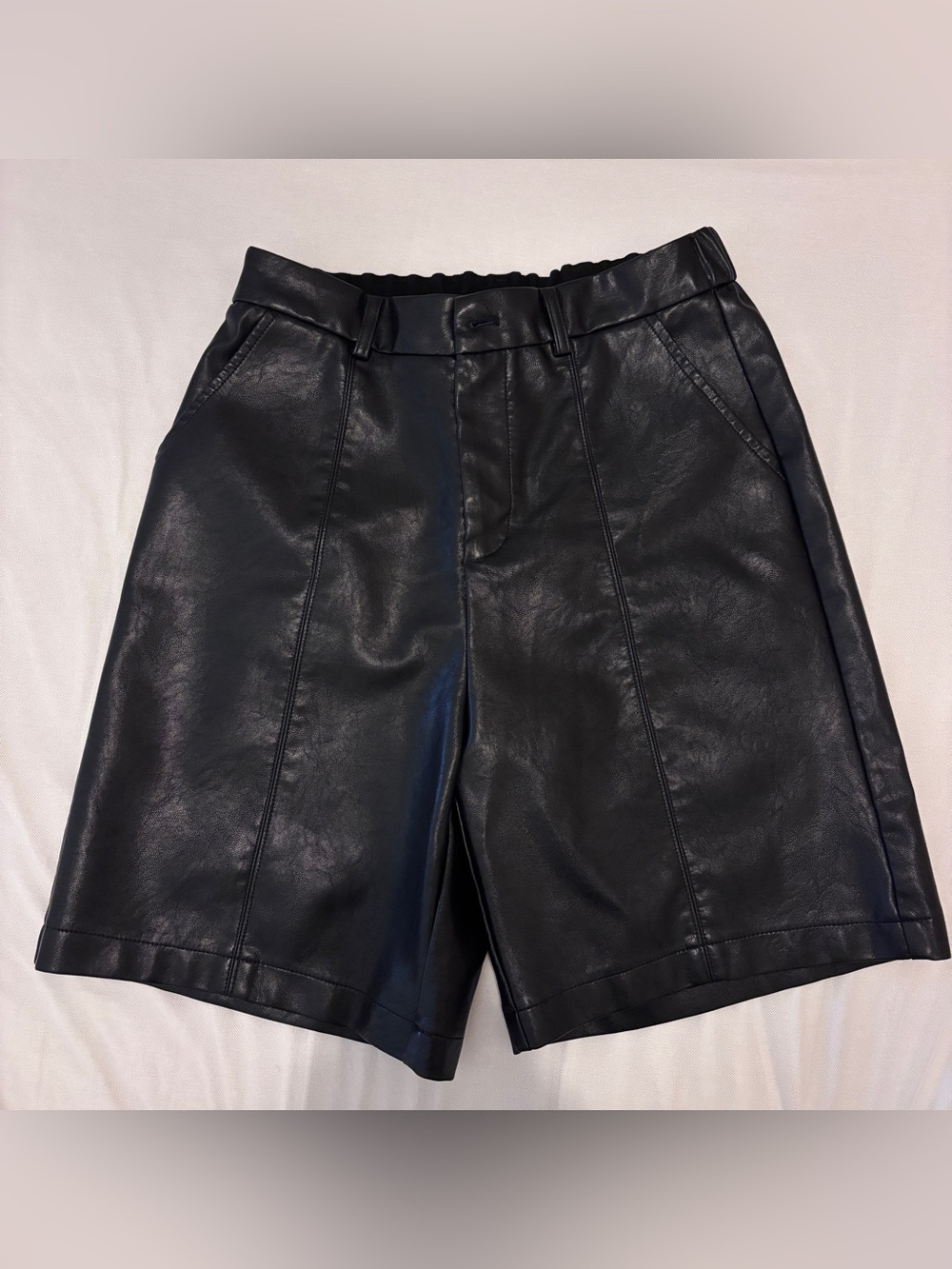 Black Faux Leather High-Waist Shorts Zara Style